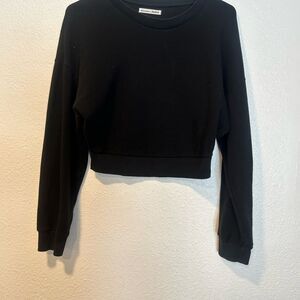 Reformation Black Cropped Top Sweatshirt